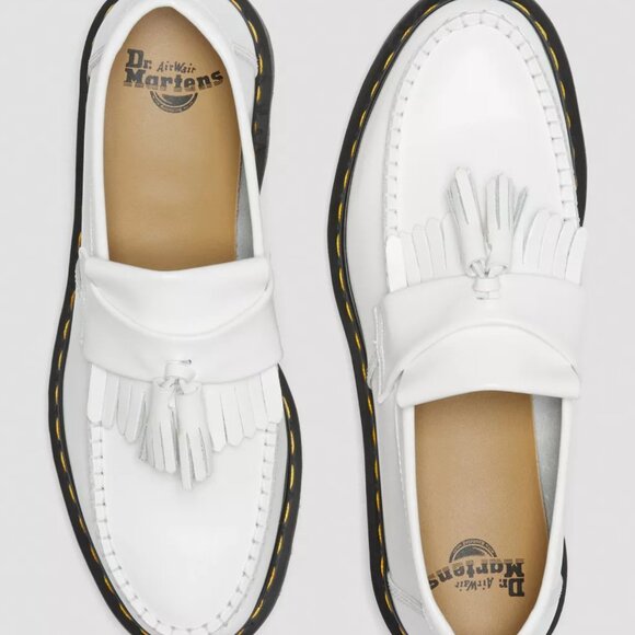 Dr. Martens White Adrian Yellow Stitch Smooth Leather Tassel Loafers UK6 - Picture 3 of 6